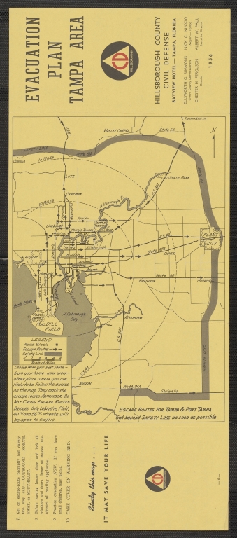 Evacuation Plan Tampa Area 1956. 6 pgs. plus map.