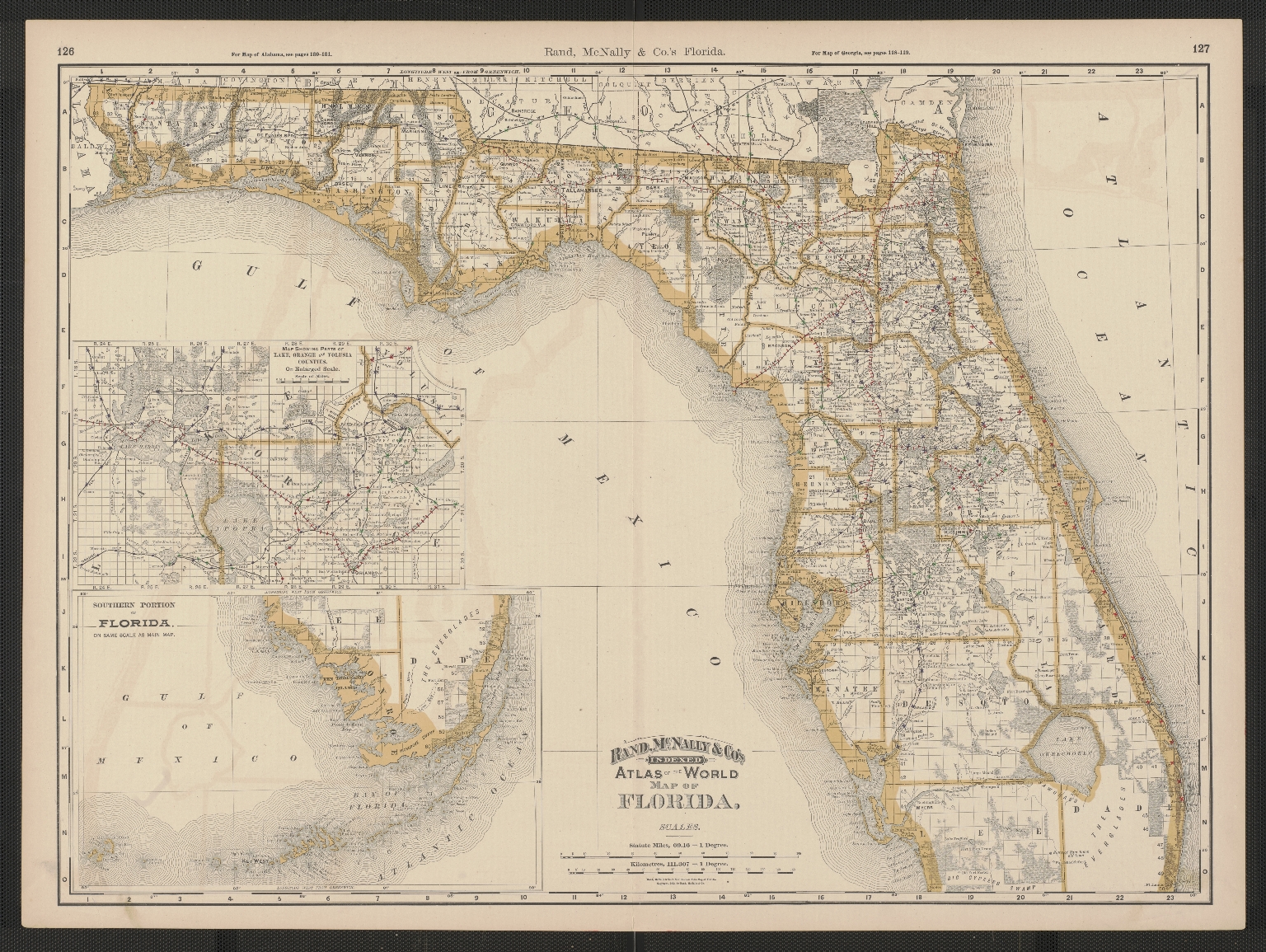 Rand, McNally & Co.'s indexed atlas of the world map of Florida.